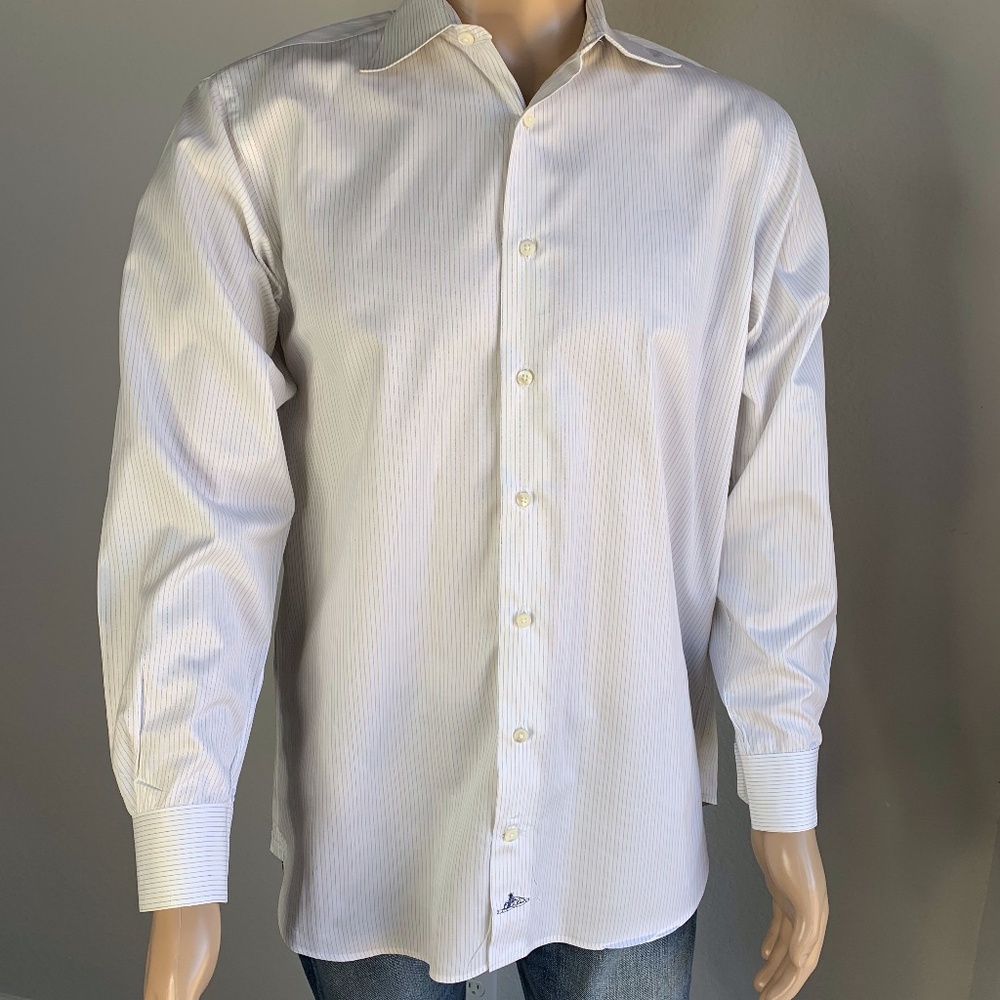 Holland & Sherry - Men's white w/ pinstripe